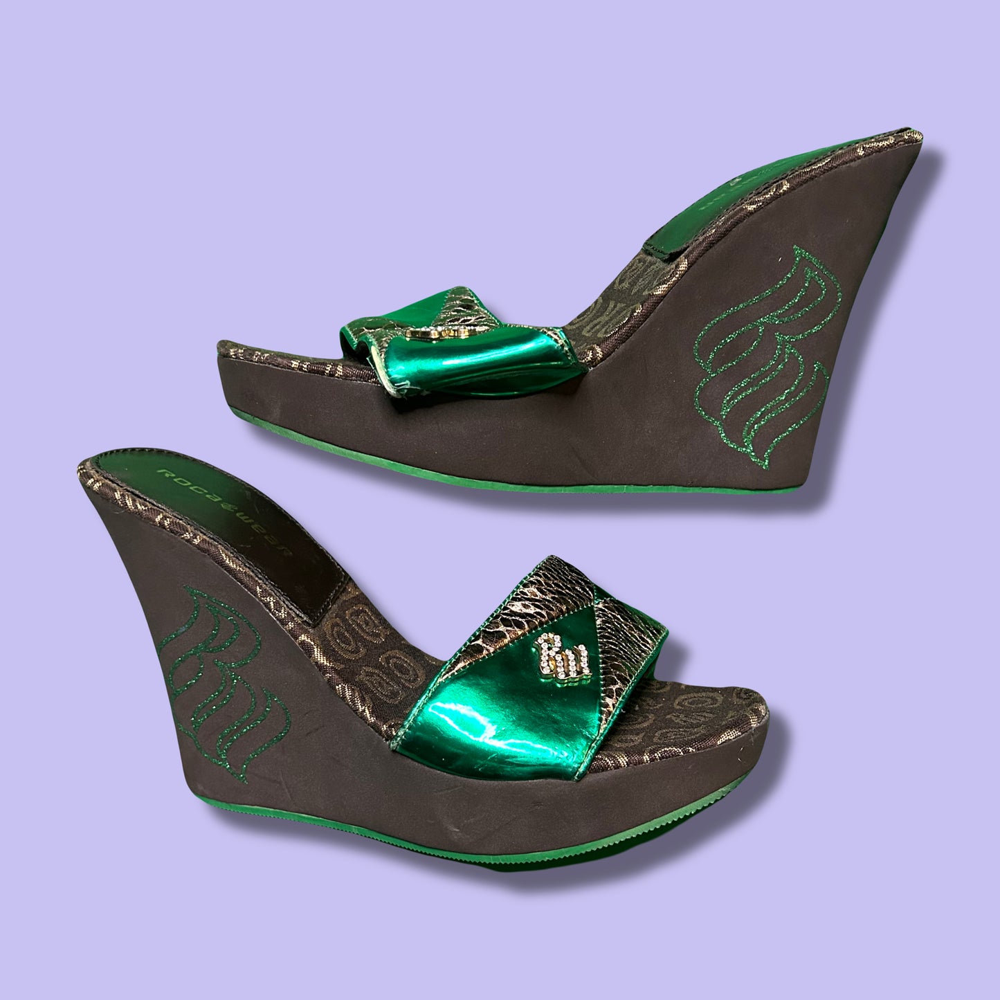 Green Rocawear Wedge Sandals