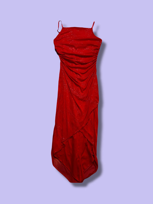 Glittery Red City Triangles Asymmetrical Dress