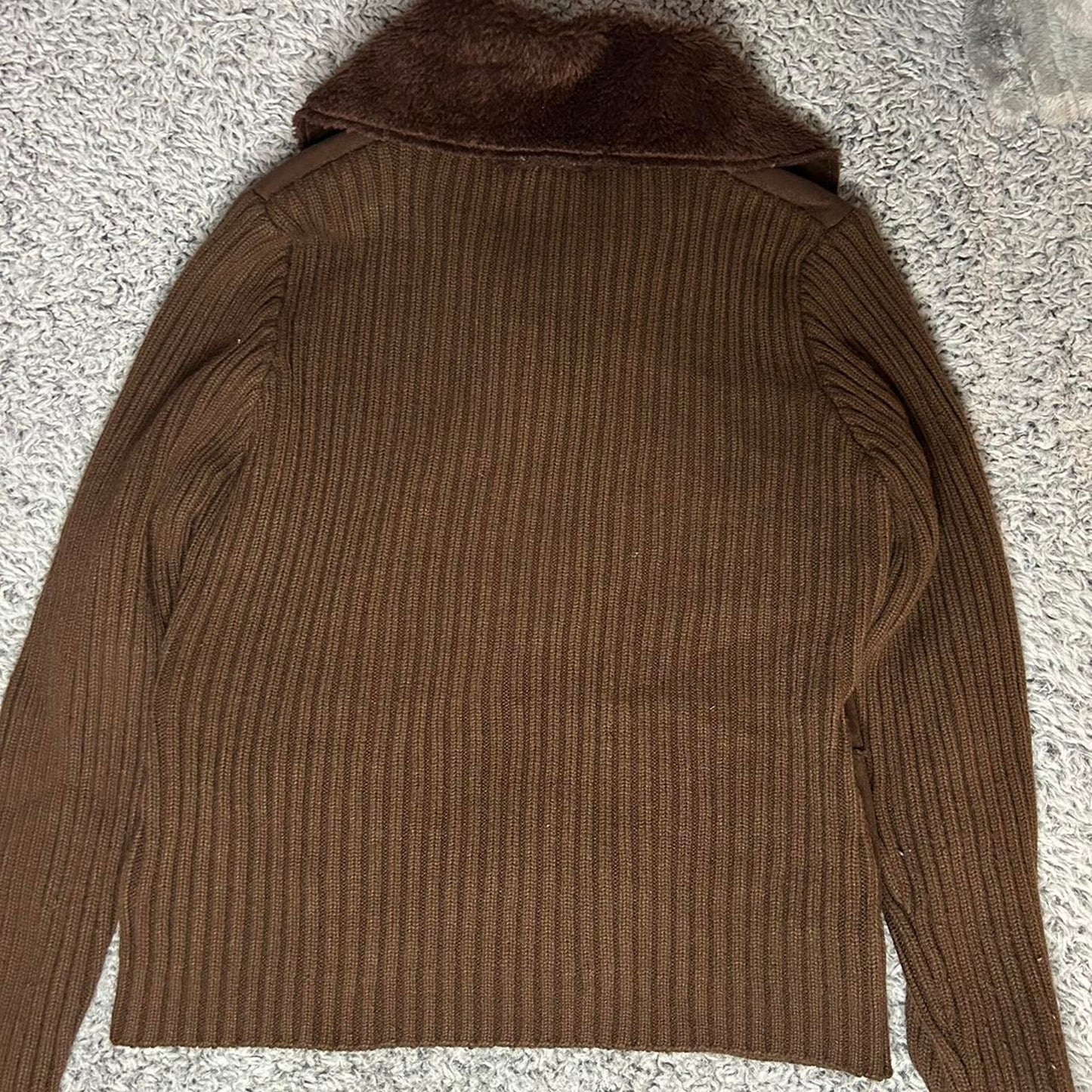 Y2k glimmer brown suede fur sweater jacket